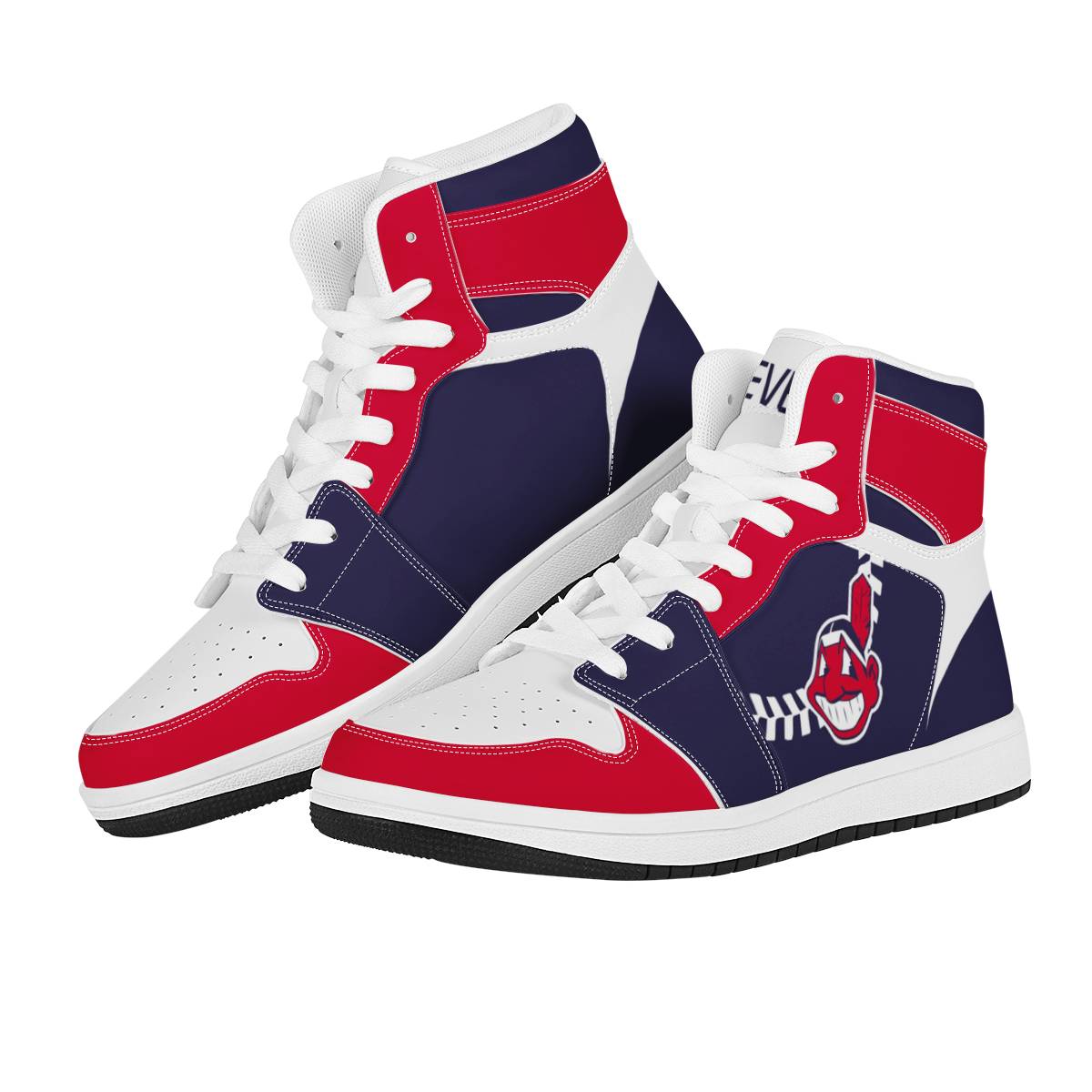 Men's Cleveland Indians High Top Leather AJ1 Sneakers 001